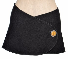 namsa.ch - Nierenwärmer, Hüftgürtel, Cacheur aus 100% Wolle, schwarz mit Metall Knopf KLIMT